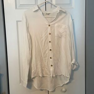 sim & sam white flannel/button up long sleeve